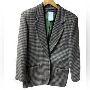 Benard Holtzman Vintage Plaid Wool Women's Blazer Size 10 Brown Green & Purple